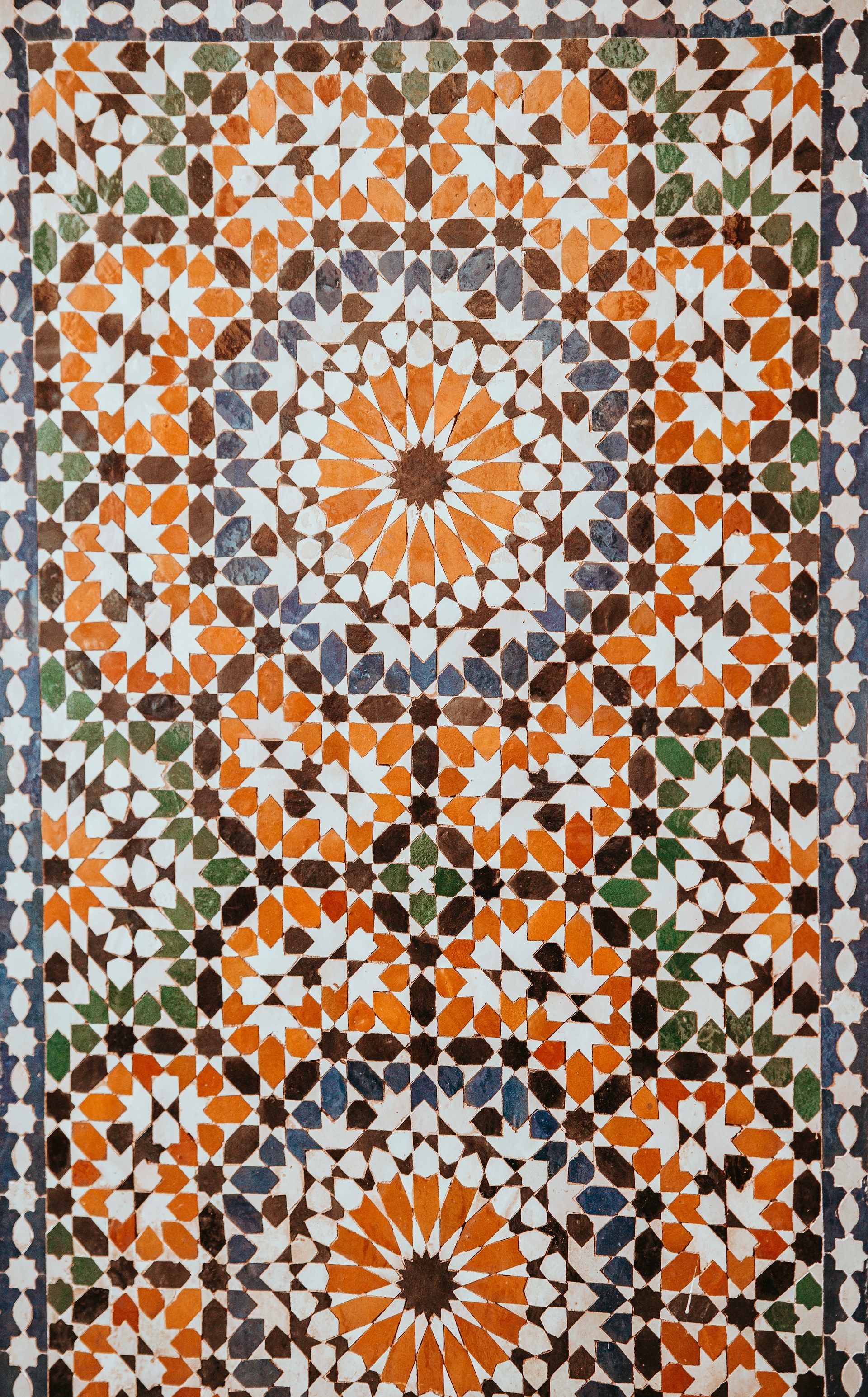 A photograph of an ornate tile mosaic.