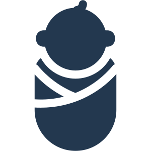 stylized icon of a swaddled human baby